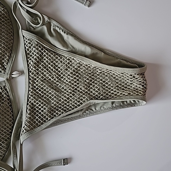 NWOT Zaful Sage Green Fishnet bikini set - Picture 6 of 10